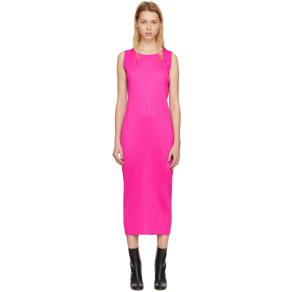 Pleats Please Issey Miyake Pink Colorful Basics 2 Sleeveless Dress | Lyst  Canada
