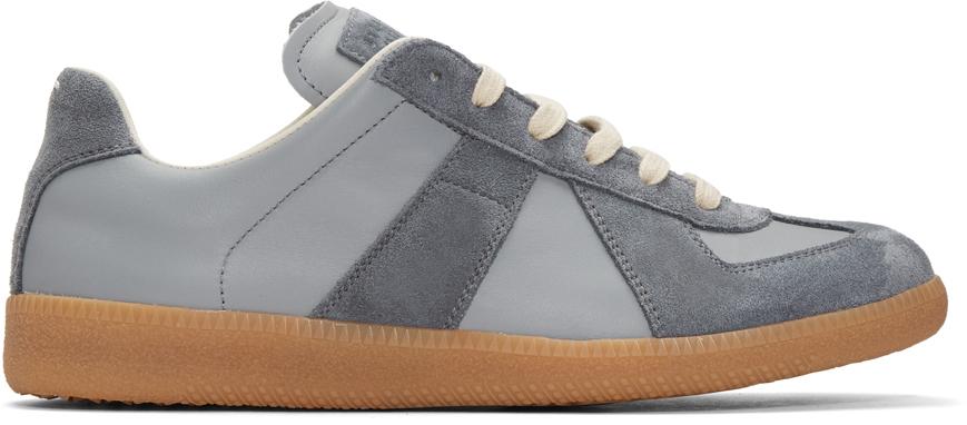 Maison Margiela Leather Grey Replica Sneakers in Gray for Men | Lyst