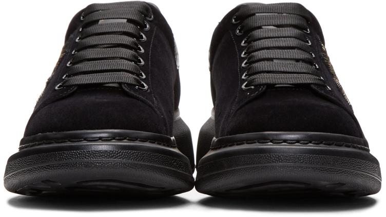 Alexander McQueen Black Velvet Oversized Sneakers for Men | Lyst