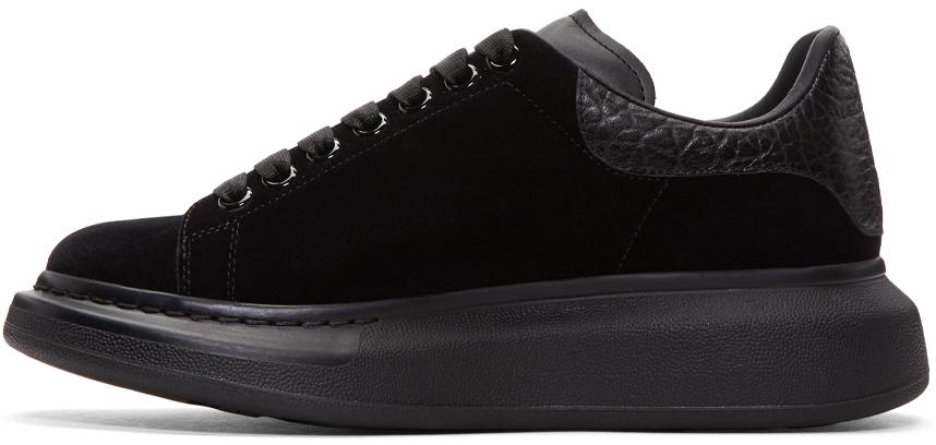 Alexander McQueen Black Velvet Oversized Sneakers for Men | Lyst