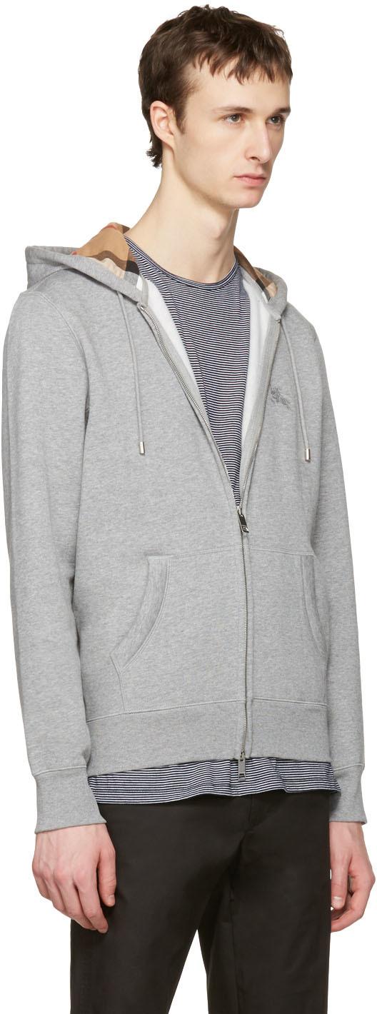 Burberry Grey Clarendon Zip-up Hoodie in Gray for Men | Lyst