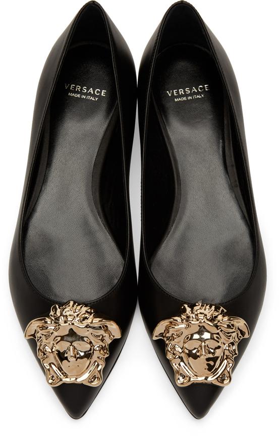 Versace Black Medusa Ballerina Flats | Lyst