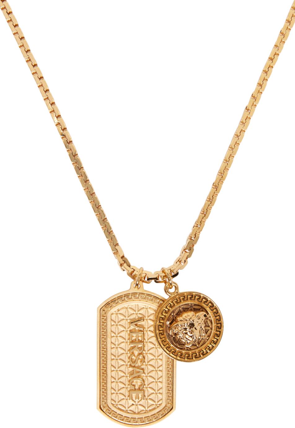 Versace Gold Dog Tag Necklace in Metallic for Men - Lyst