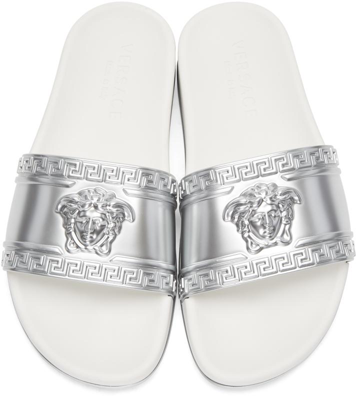 versace flip flops white