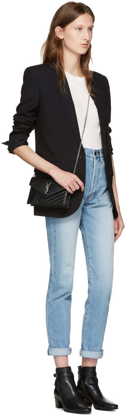 black monogramme envelope chain wallet bag