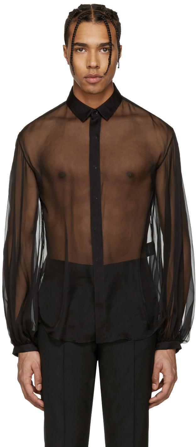 Saint Laurent Black Sheer Shirt for Men | Lyst