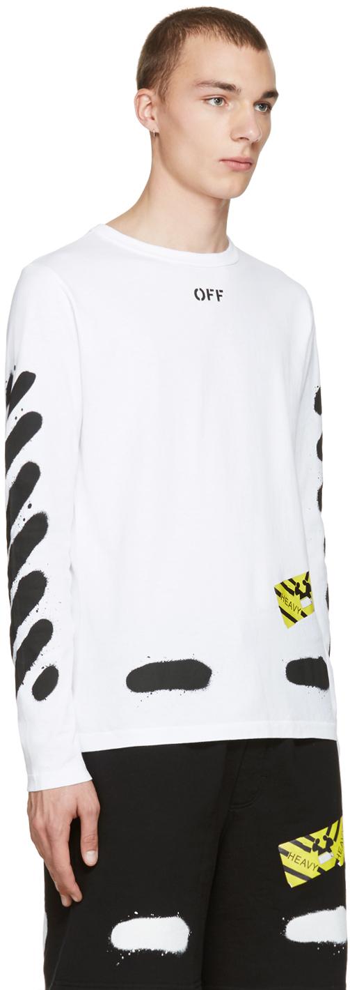 Off-White c/o Abloh White Diagonal Spray Long Sleeve T-shirt for Men | Lyst