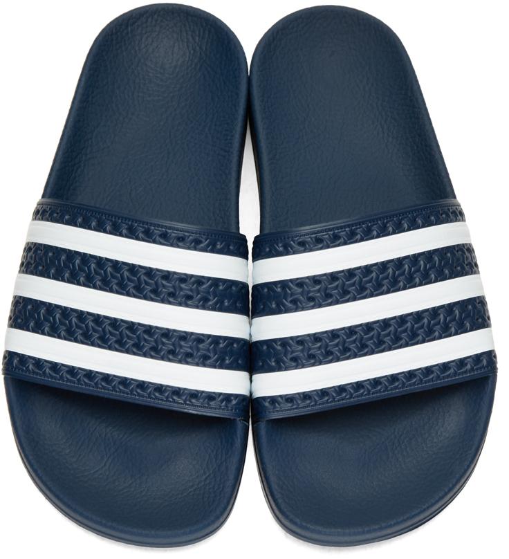  adidas  Originals  Rubber Navy Adilette Slide Sandals  in 