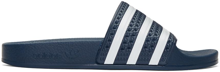 adidas Originals Rubber Navy Adilette Slide Sandals in Blue - Lyst