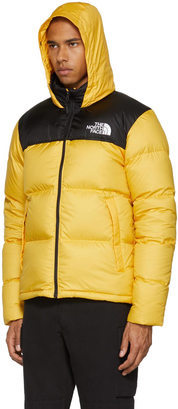 The North Face Satin Yellow & Black Down Novelty Nuptse Jacket for 