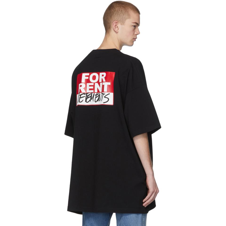 Vetements Cotton Black For Rent T-shirt 