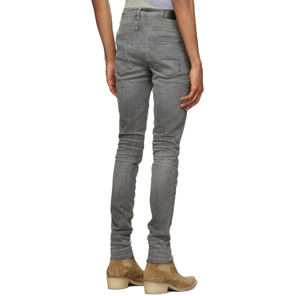Amiri Grey Stack Smoke Jeans in Gray for Men | Lyst