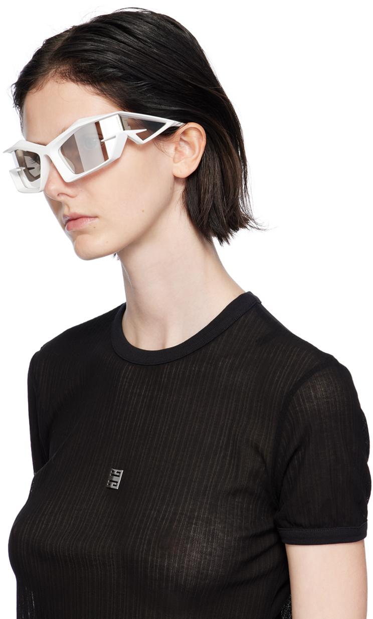 Givenchy White Giv Cut Sunglasses in Black | Lyst