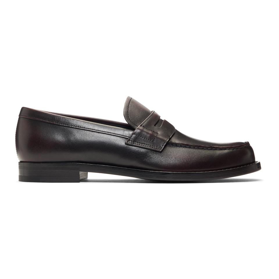 Prada Burgundy Leather Bristol Loafers in Black for Men | Lyst