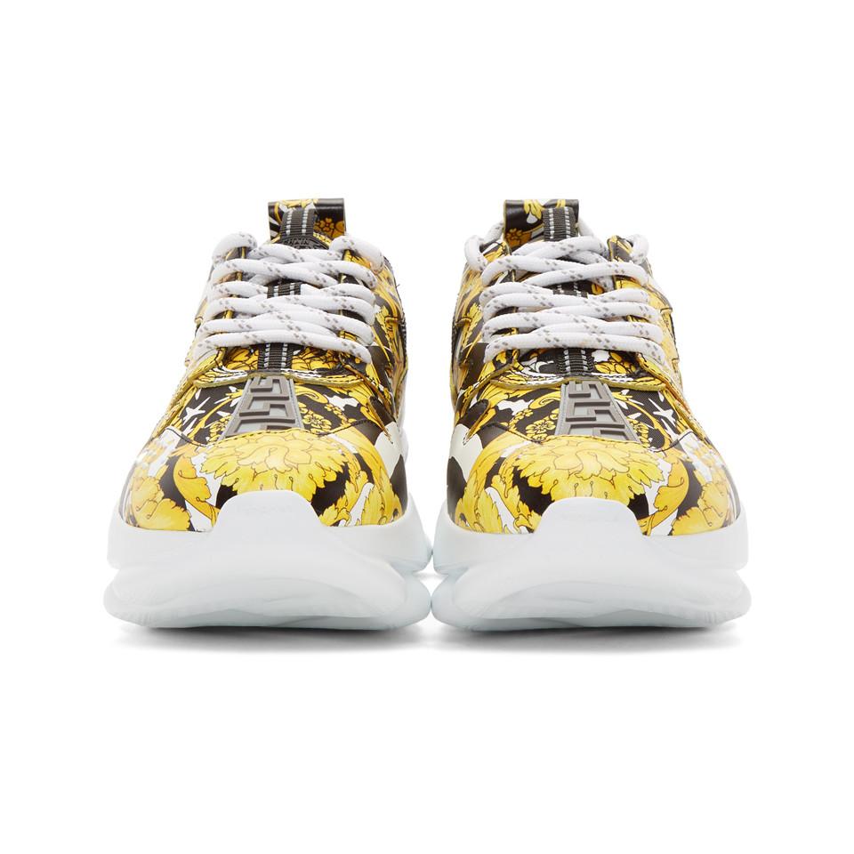 Versace Yellow And Black Barocco Chain Reaction Sneakers for Men | Lyst
