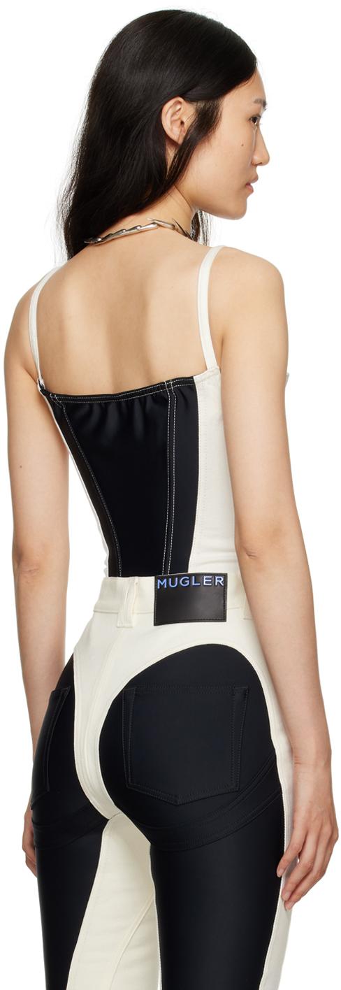 mugler パネルデニムビスチェボディスーツ mugler パネルデニムビスチェボディスーツ