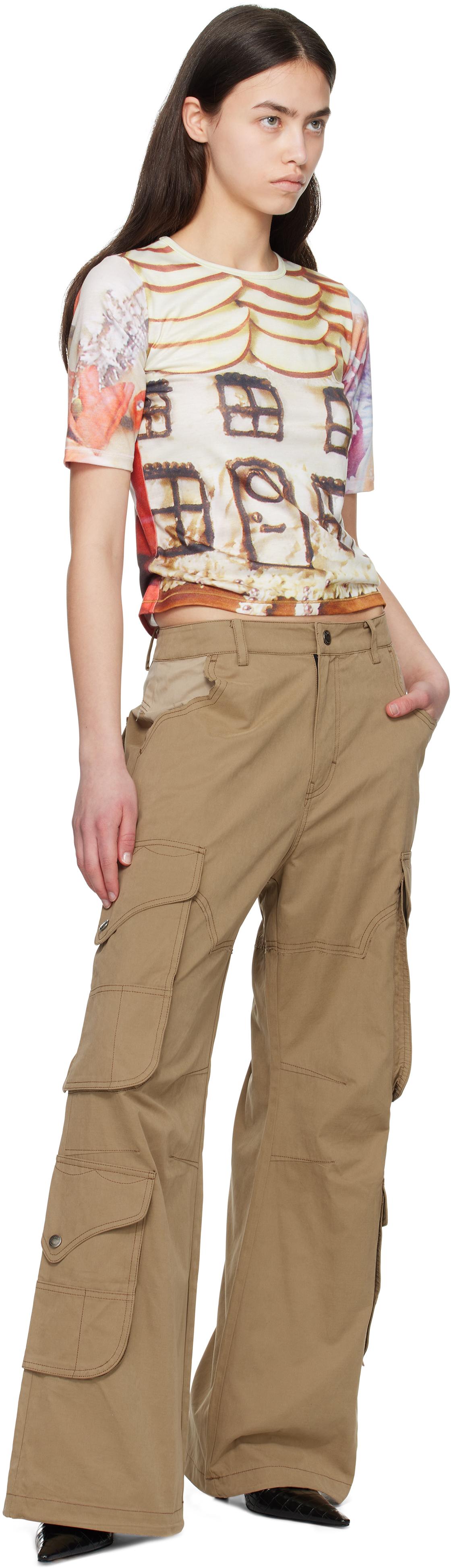 ANDERSSON BELL Waxed Utility Pocket Cargo Pants in Natural