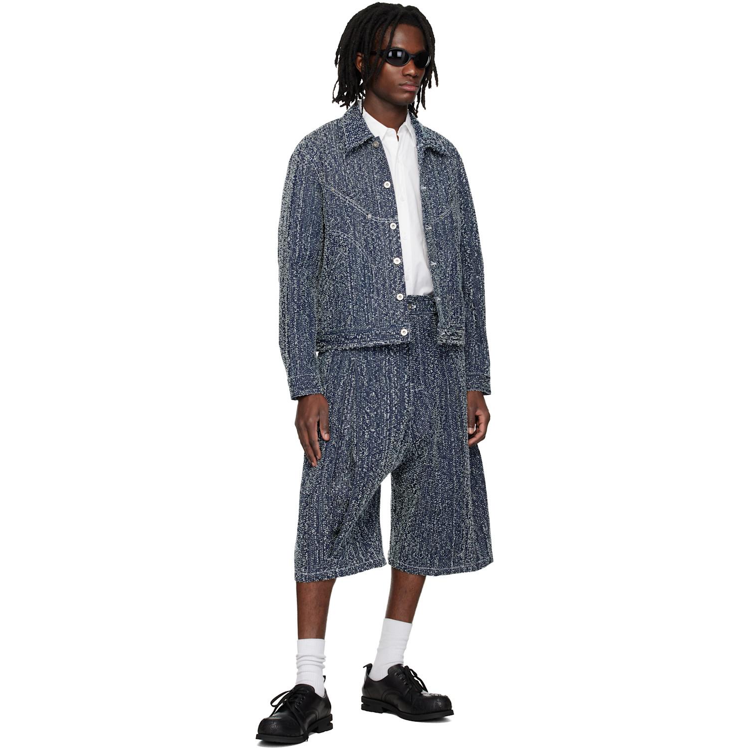 SAGE NATION Indigo Box Pleat Denim Shorts in Blue for Men | Lyst