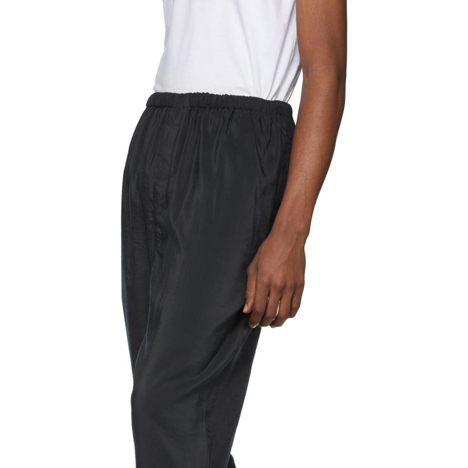 Lemaire Black Dry Silk Trousers for Men 
