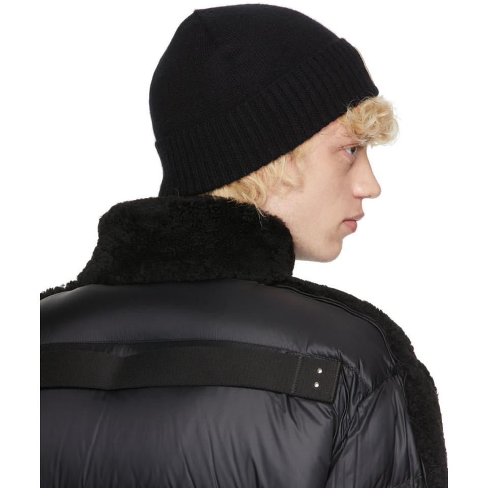 Rick Owens Black Moncler Edition Cashmere Beanie for Men | Lyst
