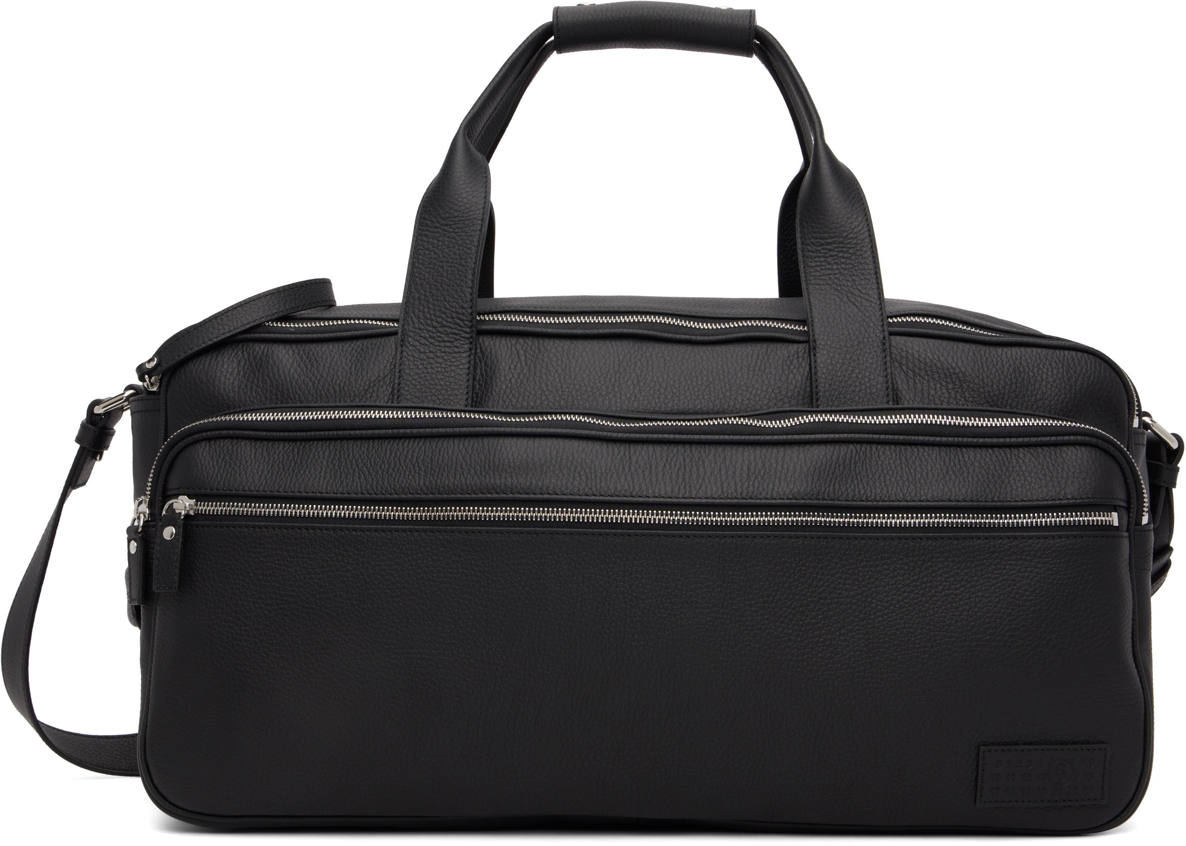 MM6 by Maison Margiela Leather Travel Duffle Bag in Black for Men