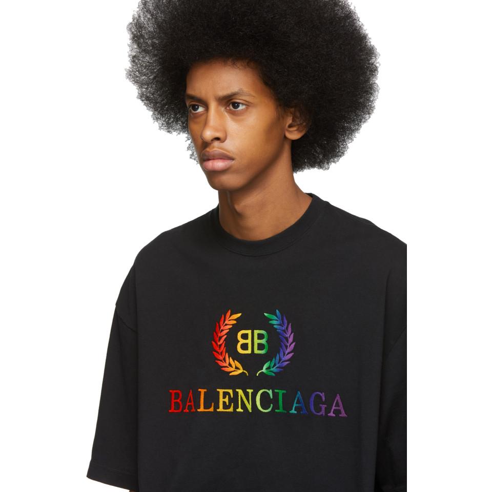 etage Desperat Inde Balenciaga Black Rainbow Bb Regular Fit T-shirt for Men | Lyst
