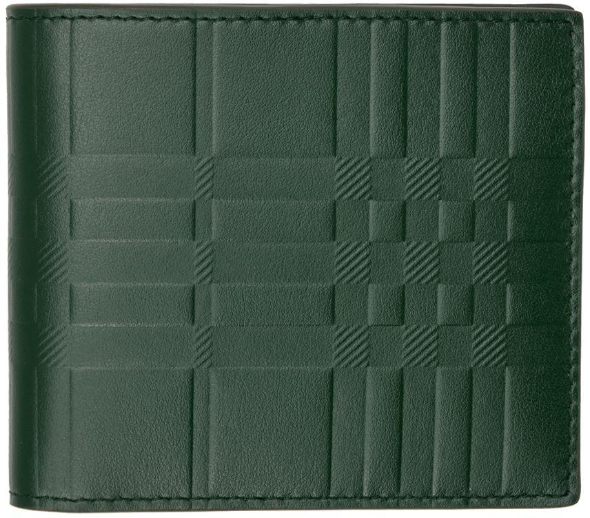 Burberry Green Embossed Check Wallet for Men Lyst