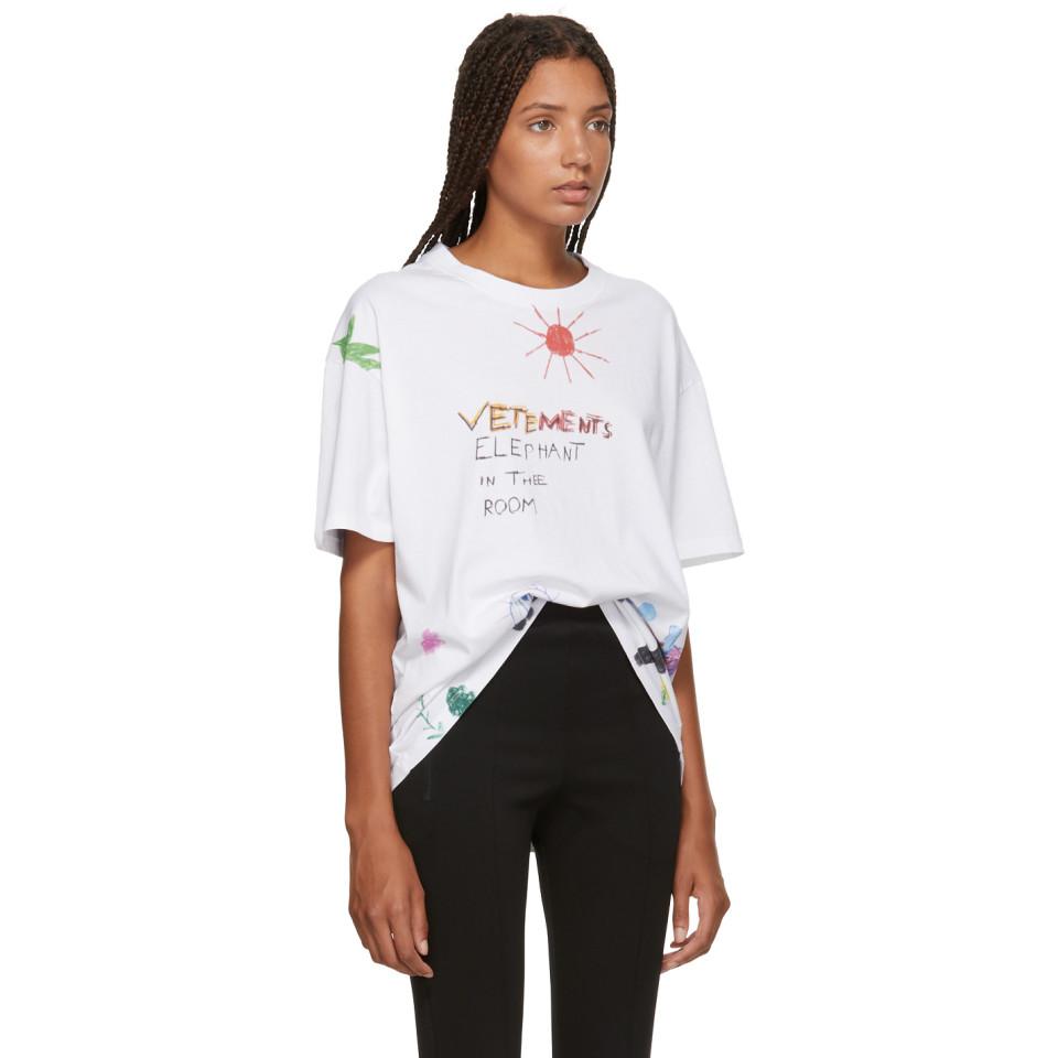 Vetements Cotton White Elephant Red Sun 