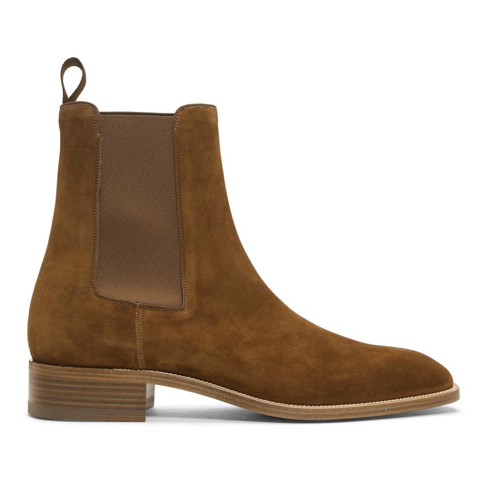 Christian Louboutin Brown Suede Samson Chelsea Boots for Men - Lyst