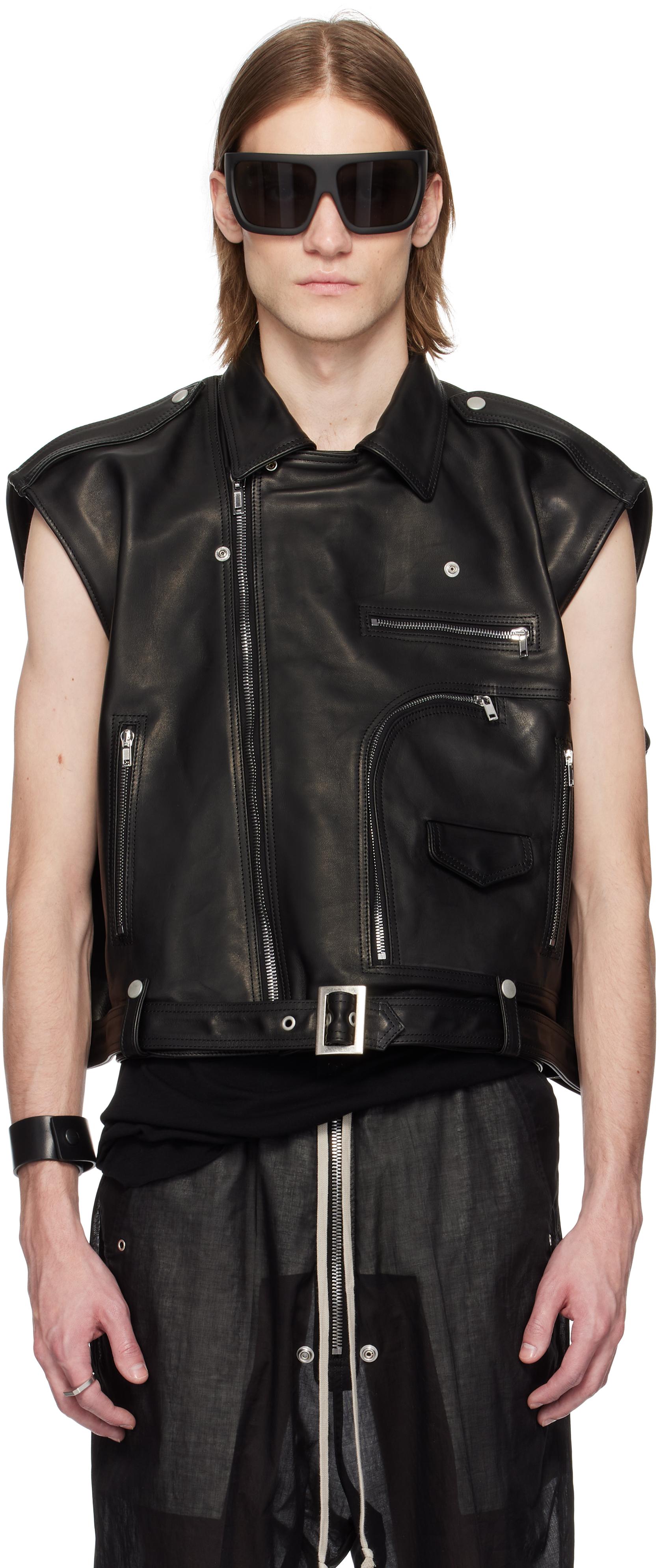 Rick Owens Hollywood Sl Jumbo Bauhaus Leather Vest in Black for