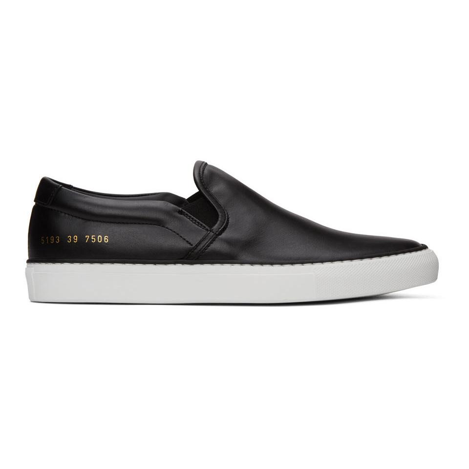 Common Projects Black Leather Slip-on Sneakers for Men - Lyst