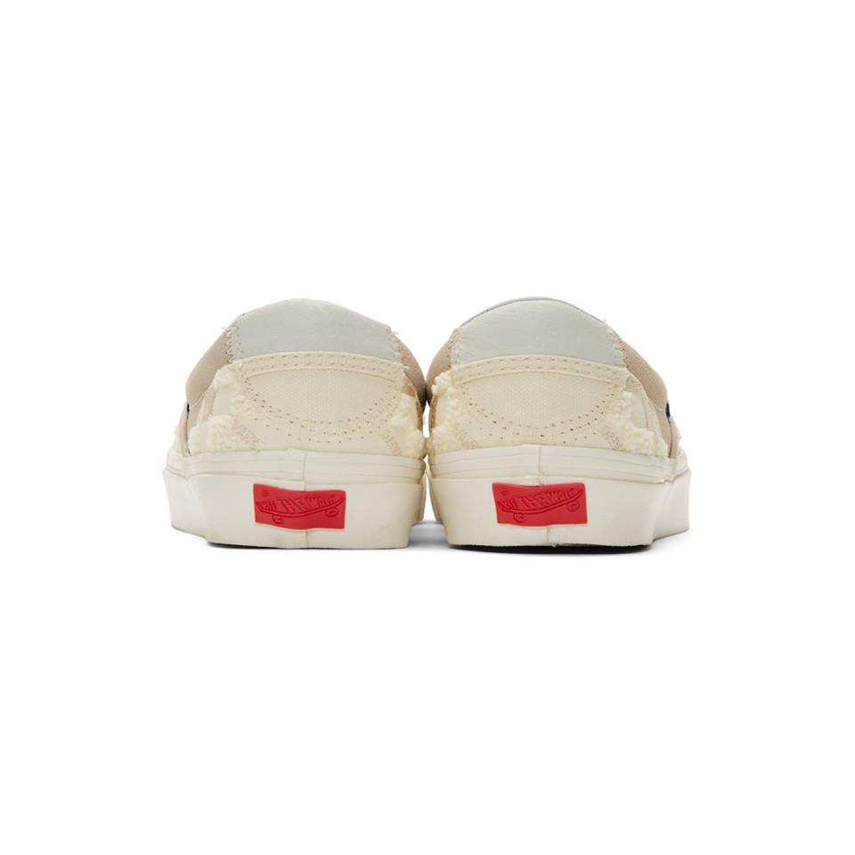 Off-white And Tan Bricolage Classic Slip-on Sneakers Off-white And Tan Bricolage Classic Slip-on Sneakers