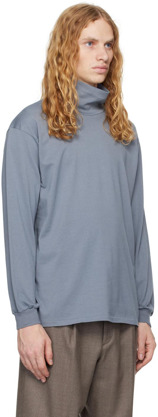 AURALEE メンズ ブルー ラスター プレーティング タートルネック  