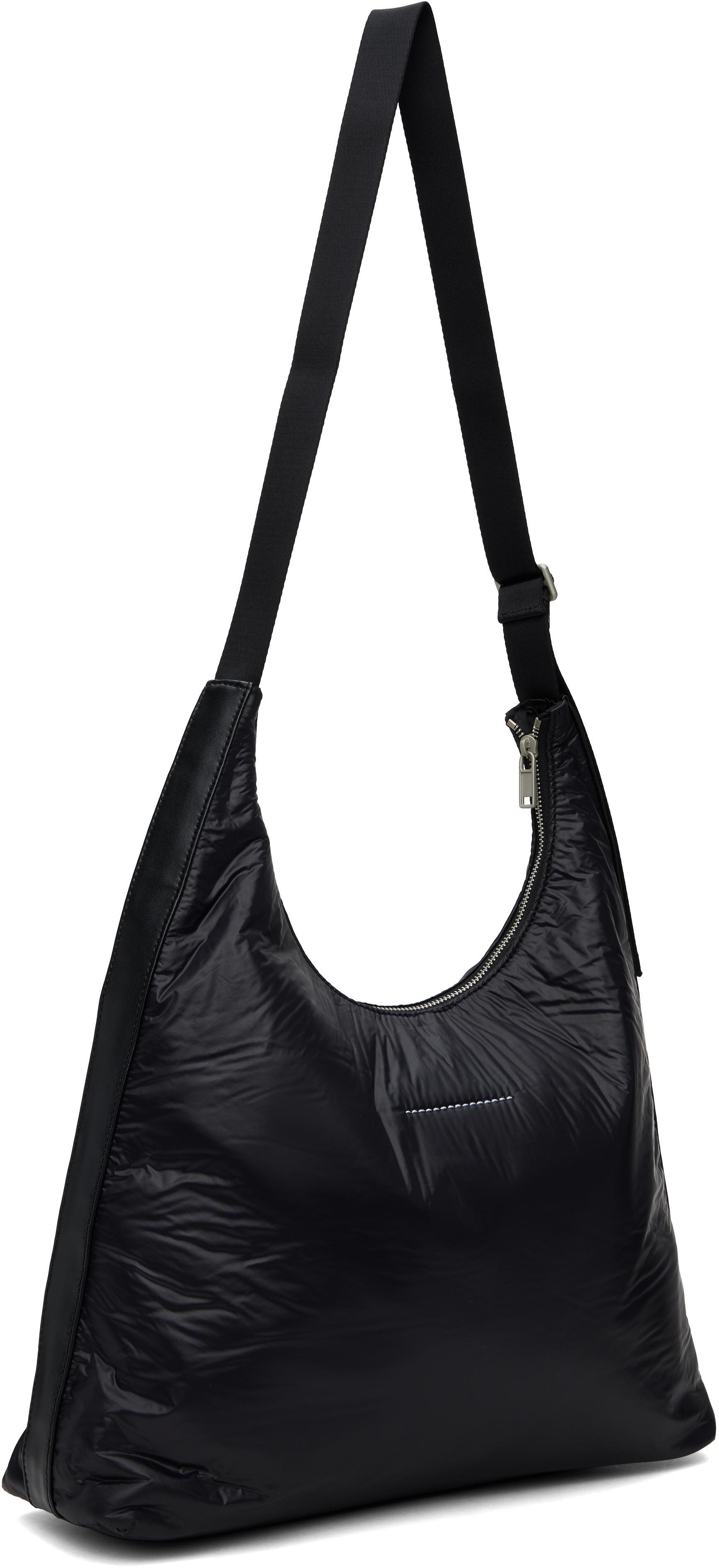 MM6 by Maison Margiela Crunched Nylon Shoulder Bag in Black for