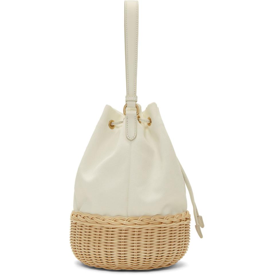 prada raffia bucket bag