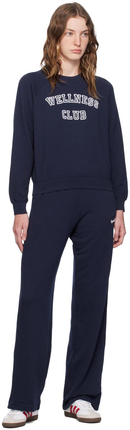【関税込み】Sporty & Rich ラウンジパンツ Sporty & Richのブルー ロゴプリント ラウンジパンツがセール中