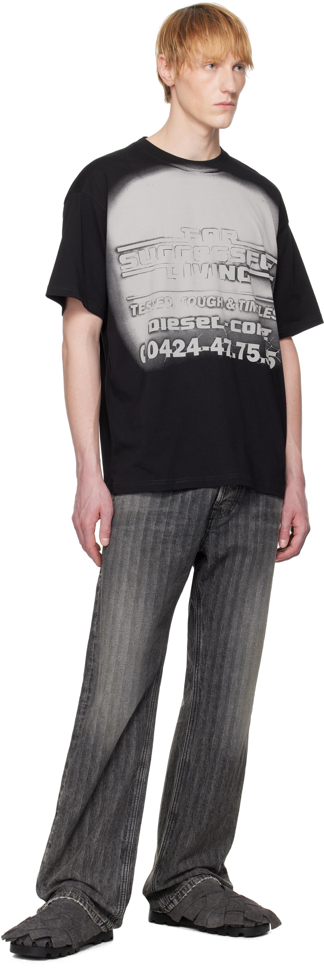 DIESEL t-boxt-r15 グラフィック コットンジャージー T-BOXT-R15 T-shirt with blowout logo graphic｜ブラック