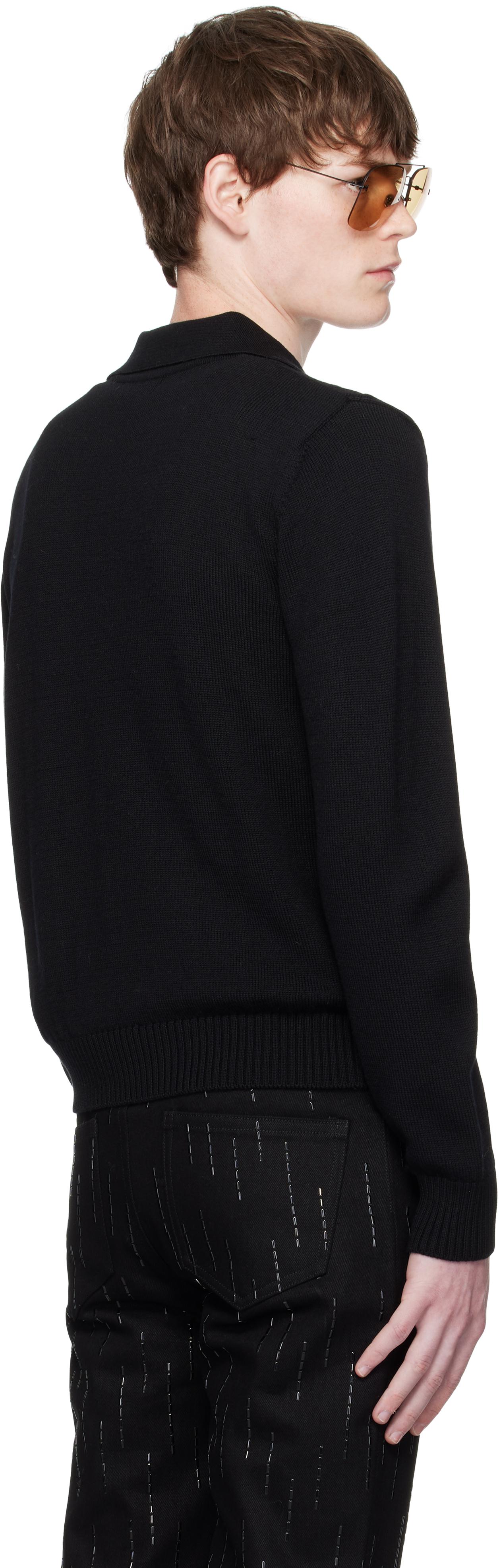 Ernest W. Baker Cable Knit Zip Polo in Black for Men | Lyst