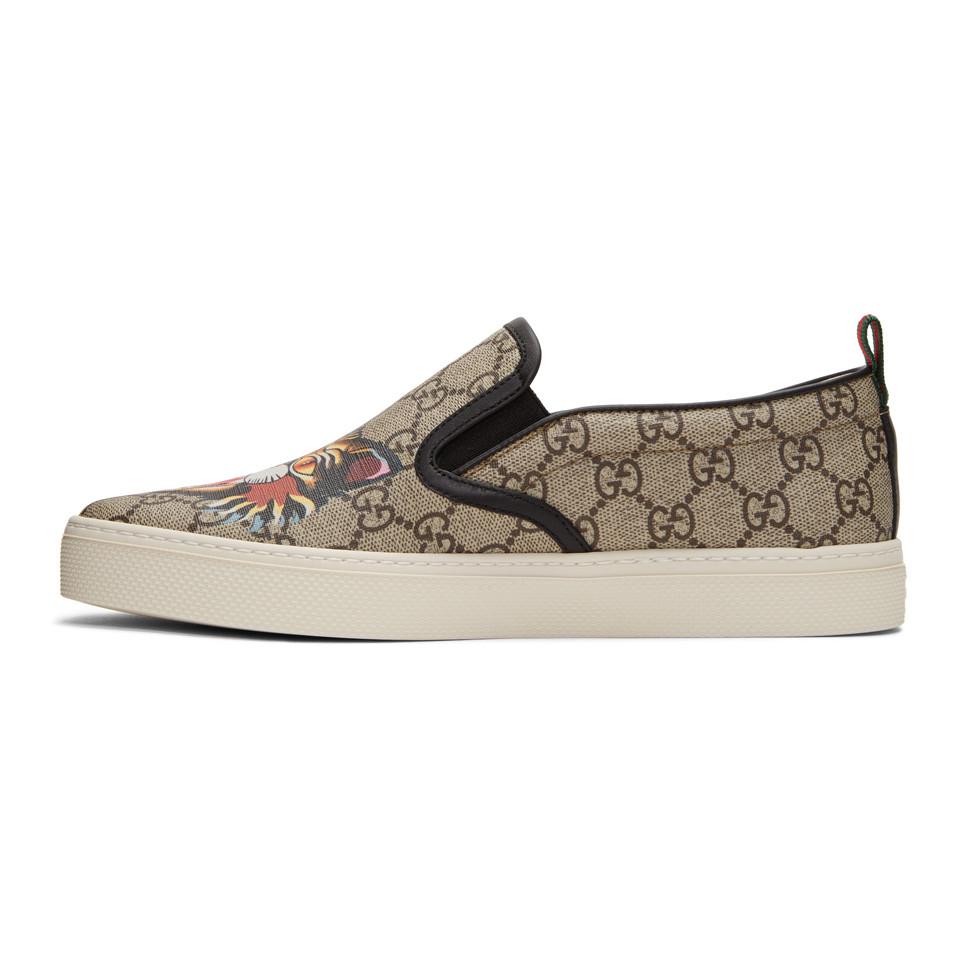 Gucci Canvas Beige Gg Supreme Angry Cat Dublin Slip-on Sneakers for Men -  Lyst
