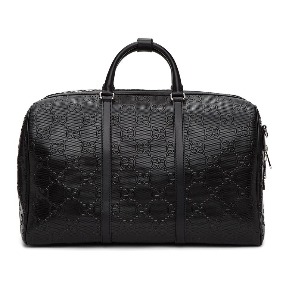 gucci black leather duffle bag
