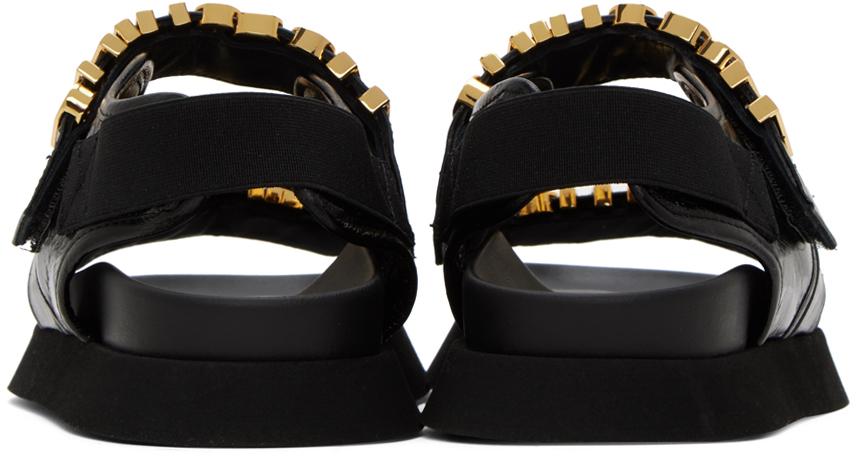 Moschino Calfskin Couture Milano Sandals in Black | Lyst
