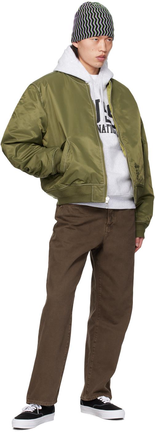 Stussy Khaki Built Reversible Bomber Jacket in Green for Men | Lyst UK