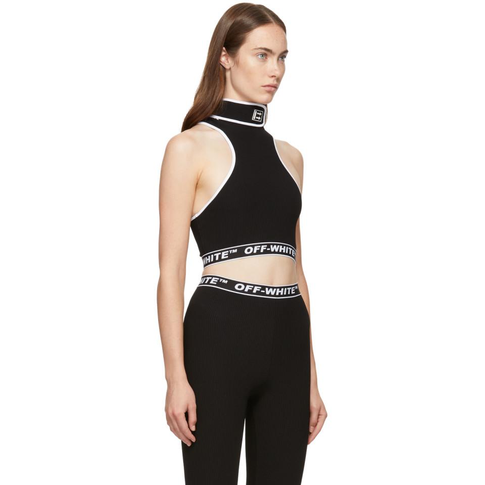 Off-White c/o Virgil Abloh Synthetic Turtleneck Sleeveless Halter Crop Top  in Black - Lyst