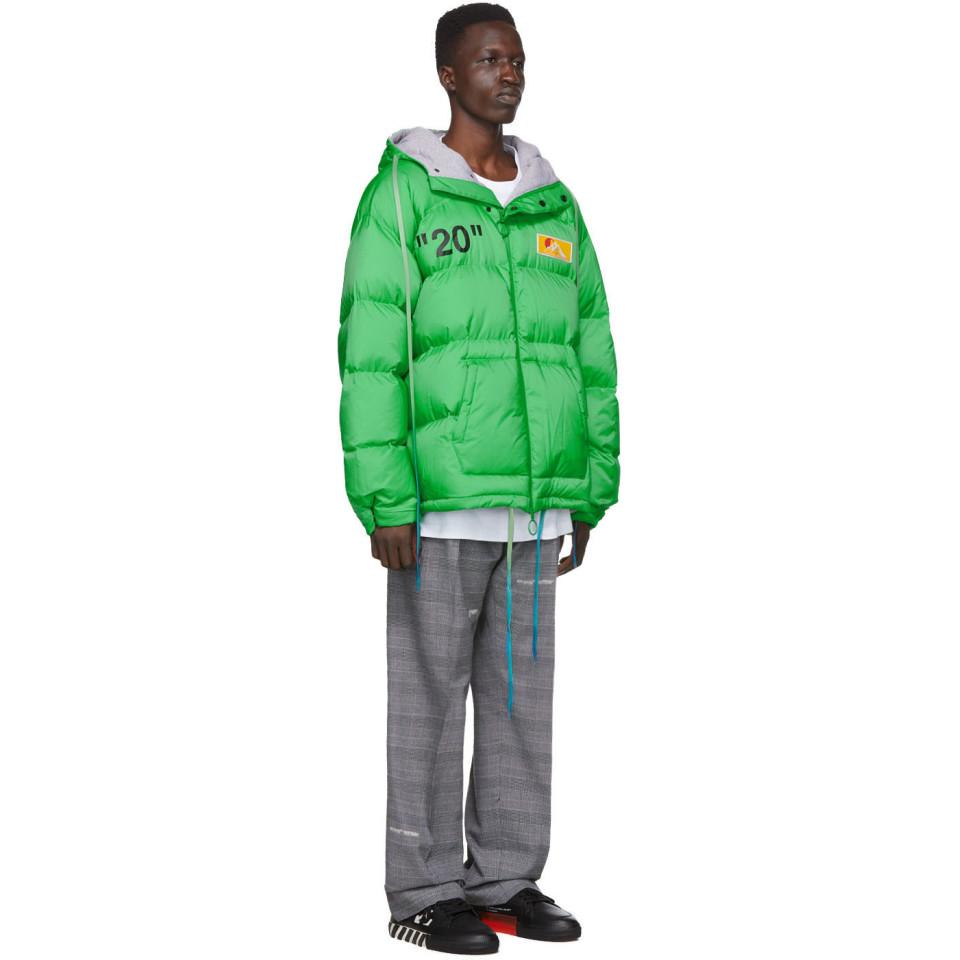 Off-White c/o Virgil Abloh Synthetic Printed Techno Puffer Jacket W/ Hood  in Green/Black (Green) for Men | Lyst