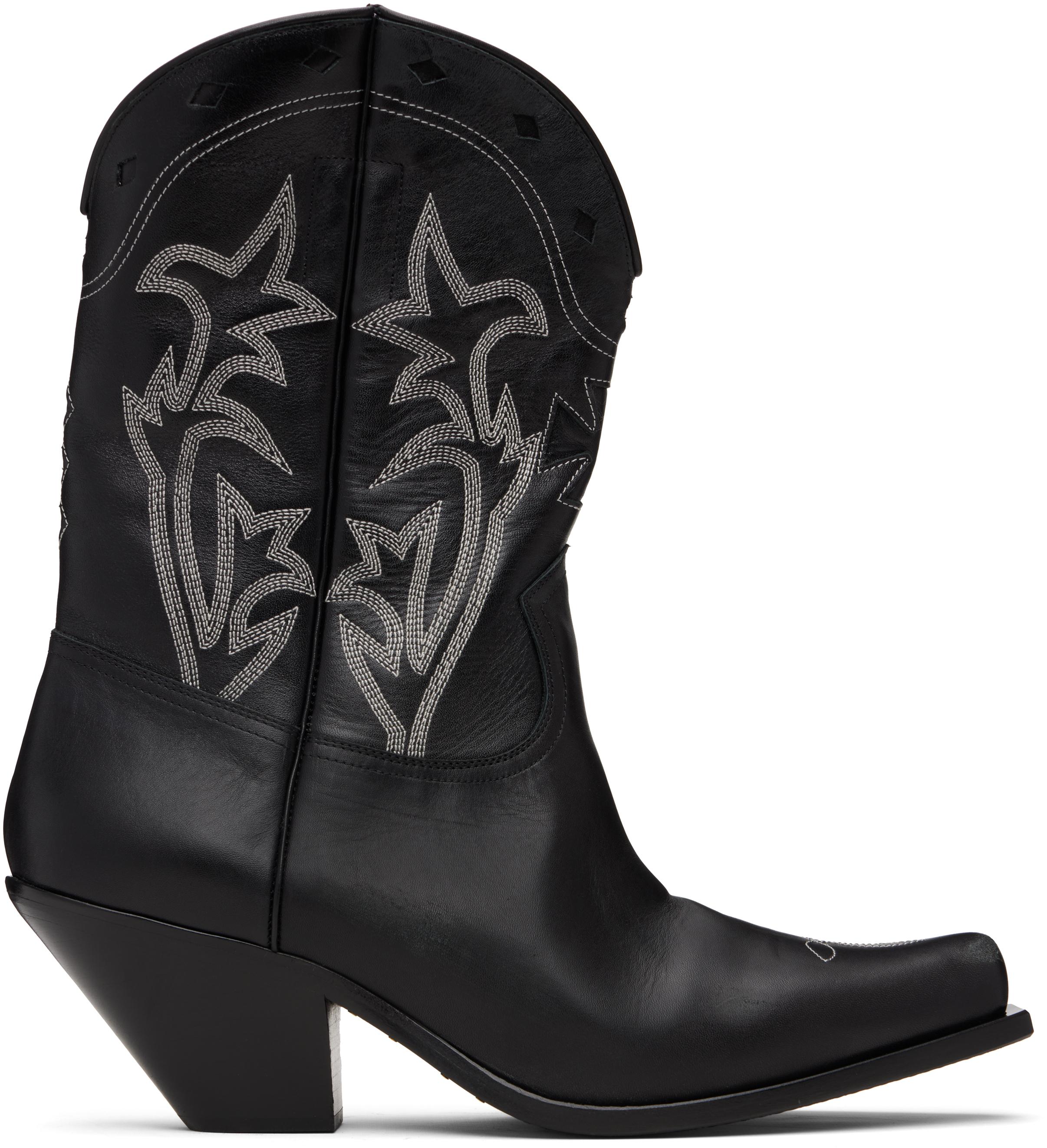 Enfants Riches Déprimés Swiss Cowboy Embroidered Leather Boots Black Enfants Riches Deprimes Leather Cowboy Boots from seller  main image 3