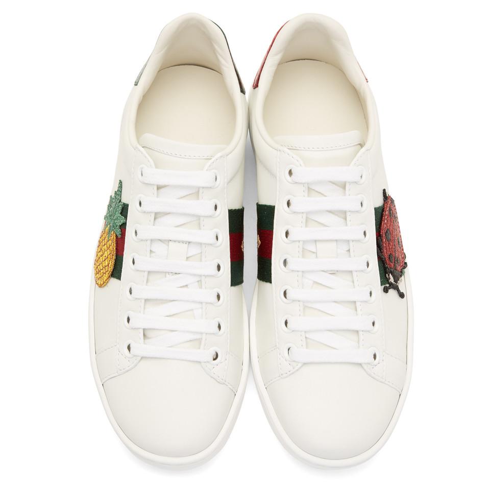Tøm skraldespanden dynamisk Kvalifikation Gucci Pineapple & Ladybug Ace Sneakers in White | Lyst