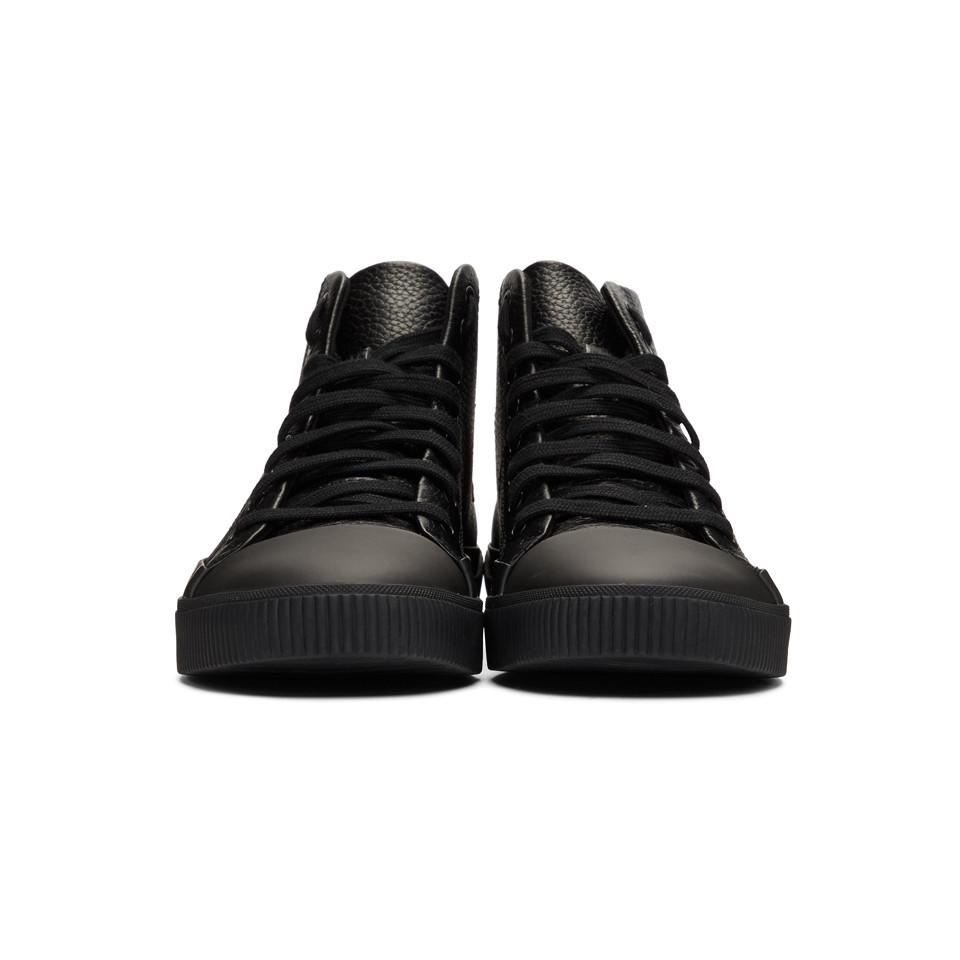 HUGO Leather Black Zero Hito High-top Sneakers for Men | Lyst