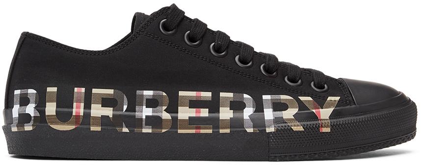 Burberry Black & Beige Larkhall M Logo Sneakers for Men | Lyst