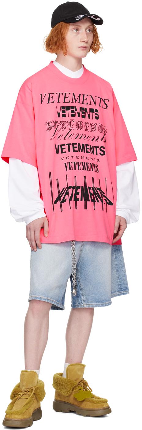 Vetements Multi Logo T-Shirt in Pink for Men | Lyst