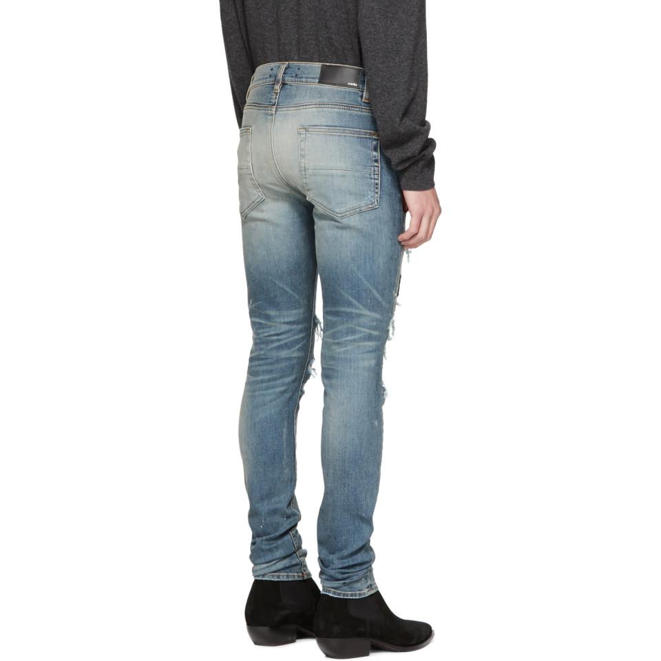 Amiri Denim Indigo Art Patch Painted 